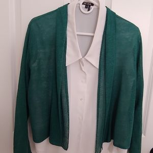 Green Cardigan with attached scarf